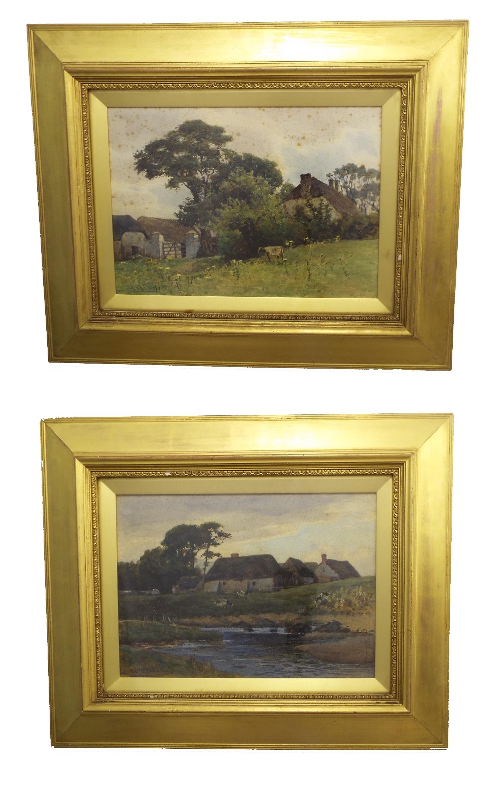 By Robert Octavius Rickatson (fl. 1880-1893) - pair of rural landscapes with livestock, signed,