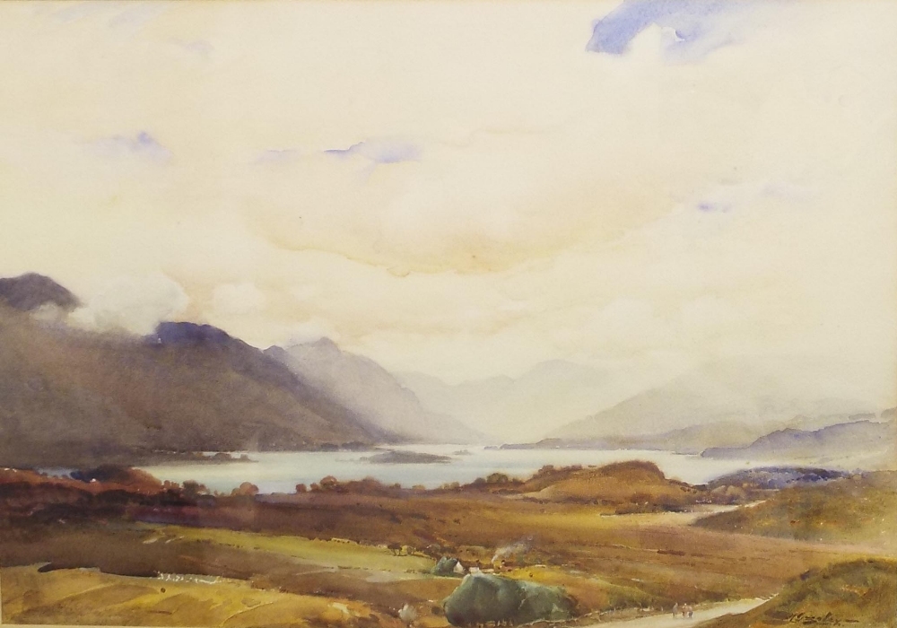 By Harold Gresley (1892-1967) - Lake District landscape, signed, watercolour, 14" x 21", farmed