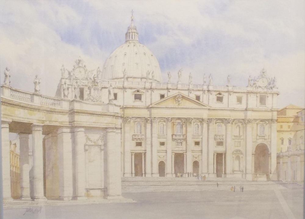 By John Leith (20th century) - `St Peter`s, Rome`, signed, watercolour, 18.5" x 25.5", framed