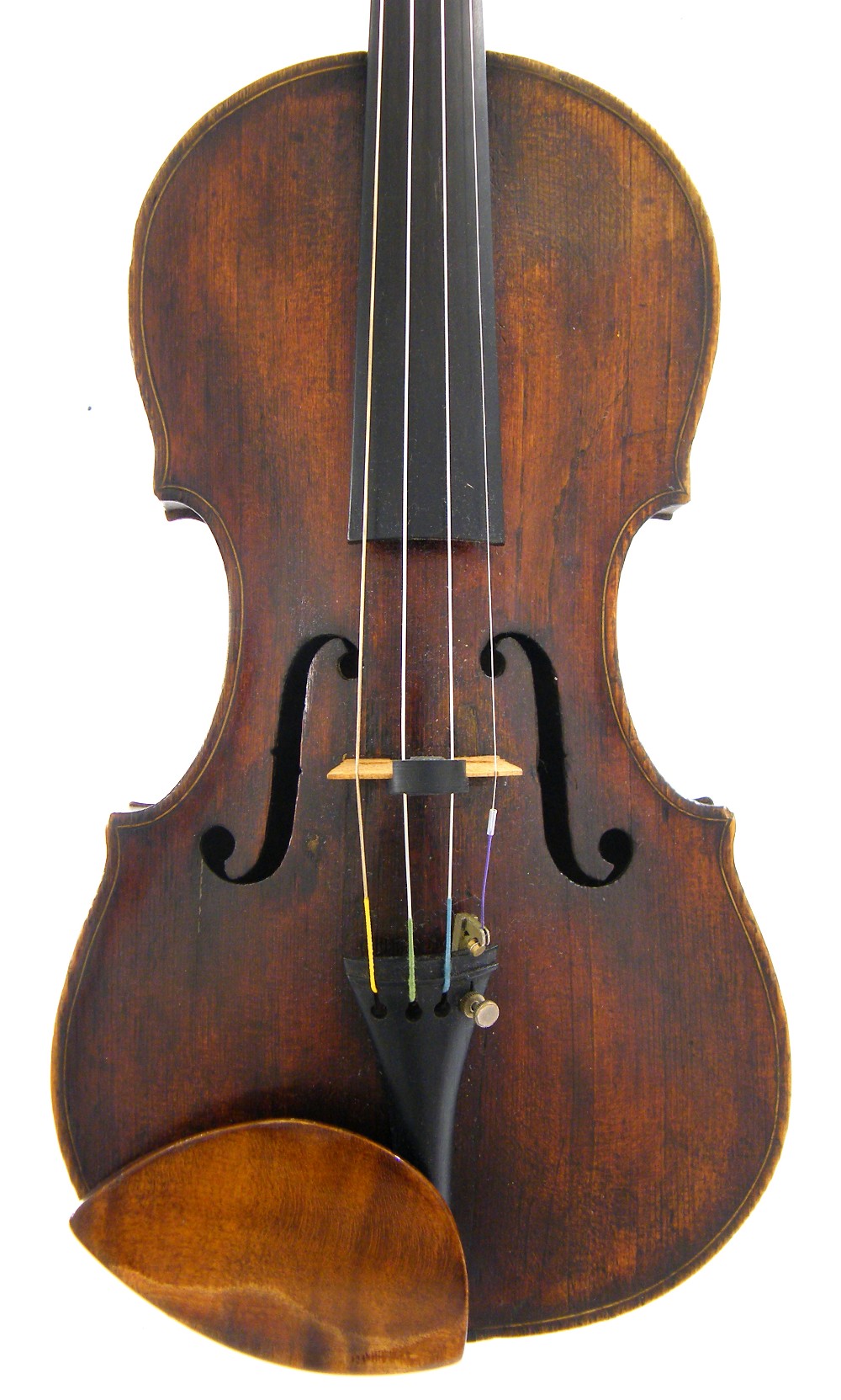 Late 18th century violin of the Cahusac school labelled Carlo Landolfi fecit..., 14", 35.60cm *