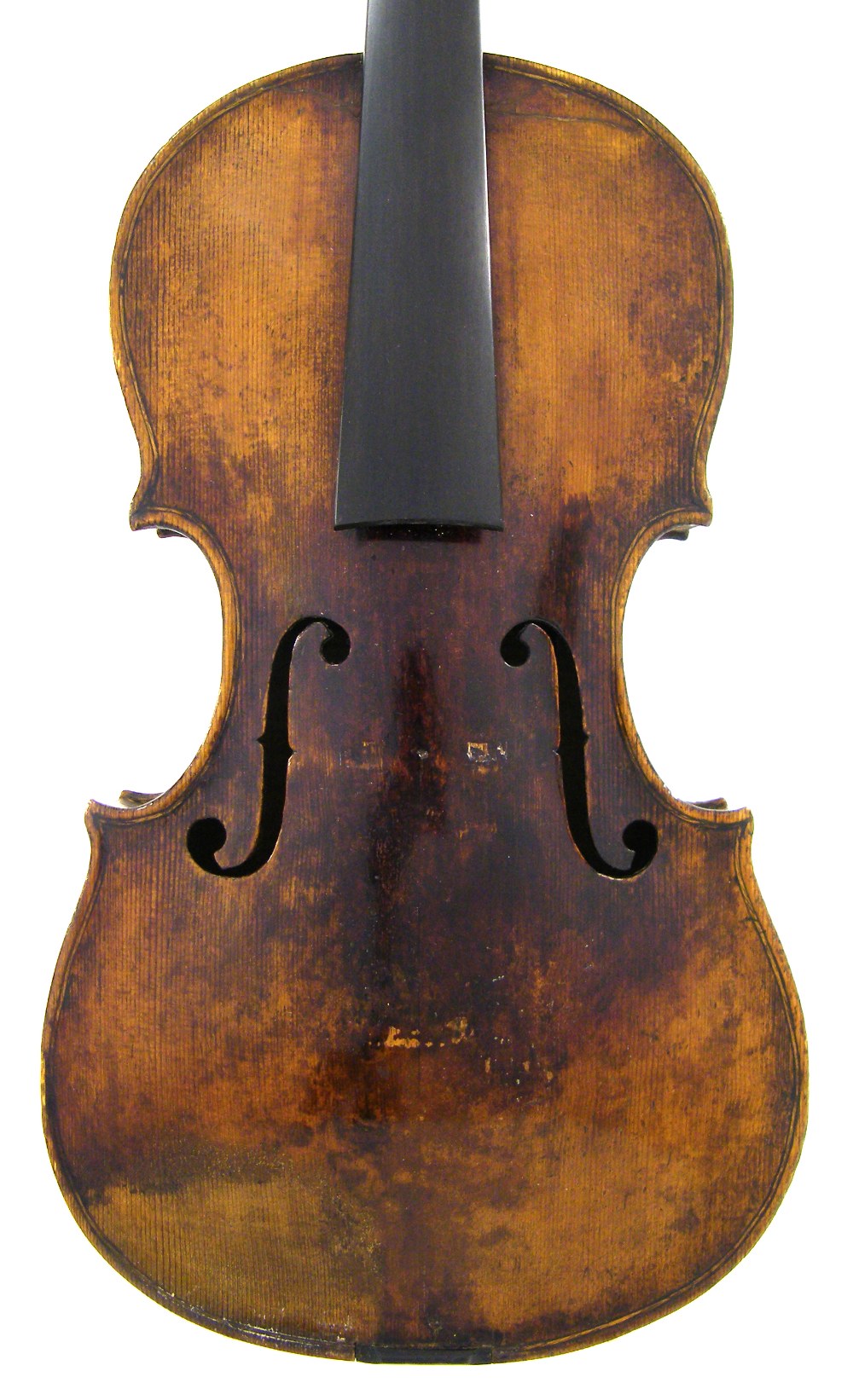 Early 19th century violin of the Mittenwald School, the two piece back of faint medium curl with