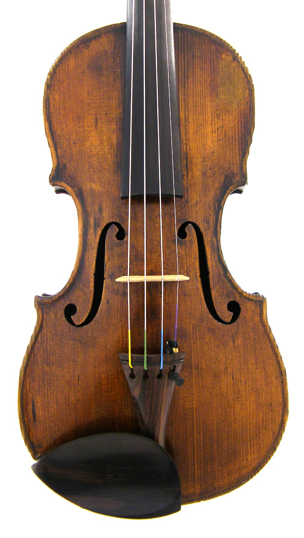 Interesting violin of the Testore School, unlabelled, the one piece back of plainish wood with