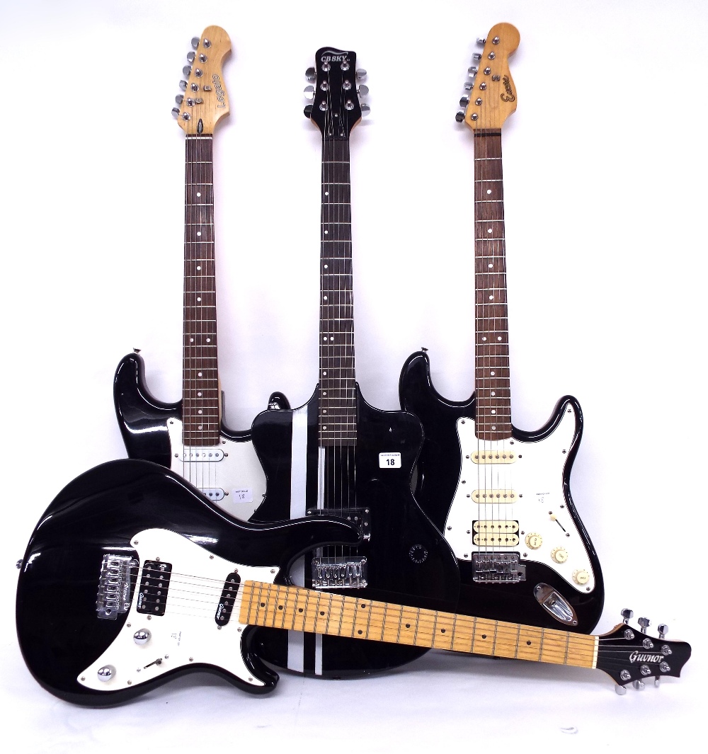 Four various electric guitars, to include CBSKY, Guvnor etc (4)