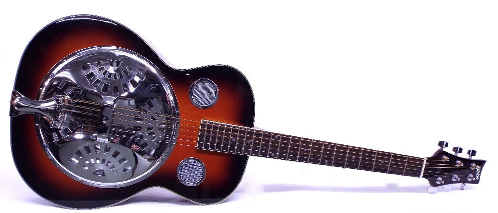 Ashton acoustic resonator guitar, amber burst finish in clean condition, condition: good