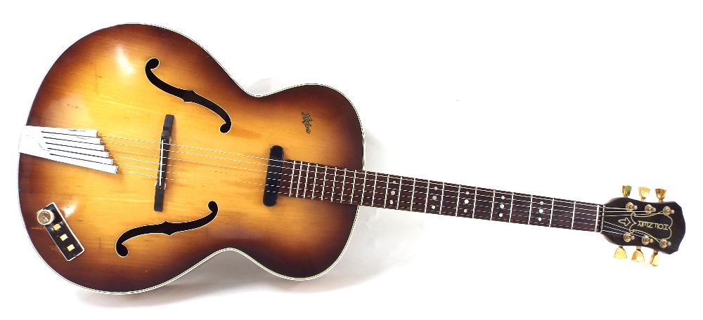 Hofner Senator electric arch top guitar, circa 1959, ser. no. 8500, vintage sunburst finish with