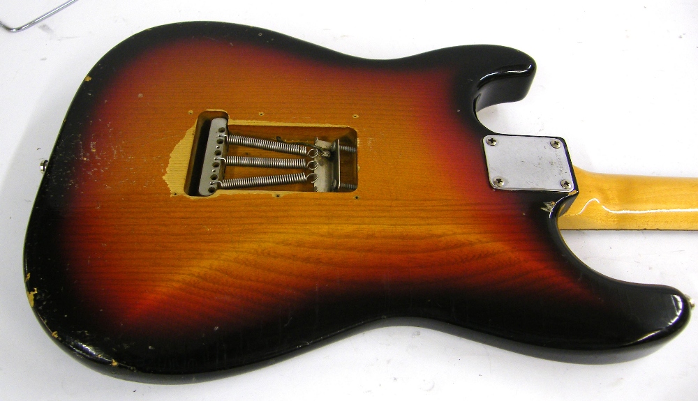 Stratocaster style electric guitar comprising some Fender parts, including a circa 1965 re-fretted - Image 7 of 13