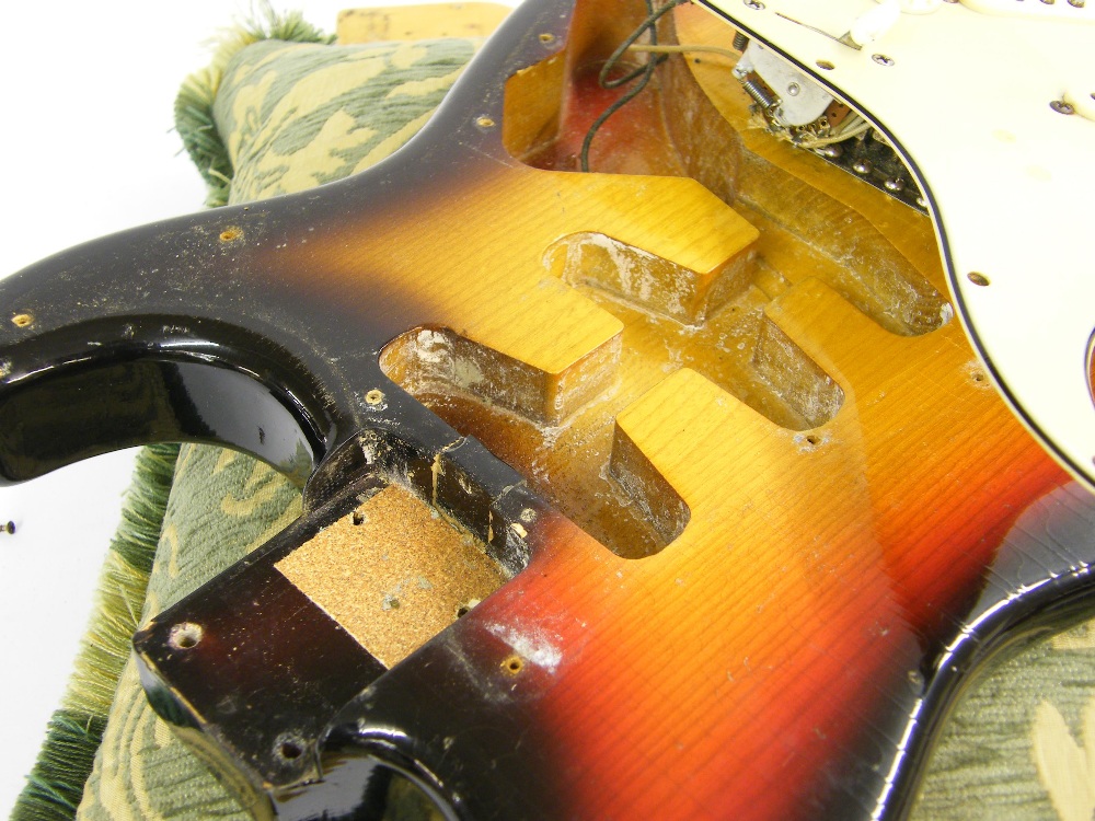 Stratocaster style electric guitar comprising some Fender parts, including a circa 1965 re-fretted - Image 3 of 13
