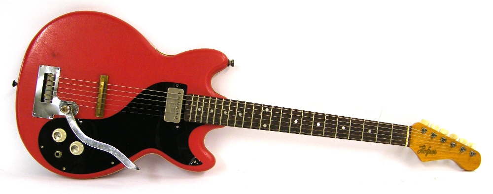 Hofner Colorama electric guitar, circa 1962, ser. no. 577, red vinyl finish with a few blemishes,