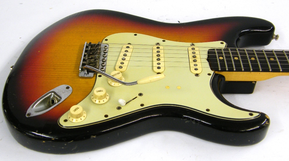 Stratocaster style electric guitar comprising some Fender parts, including a circa 1965 re-fretted - Image 6 of 13