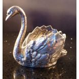 Swan salt cellar with feather shaped gla
