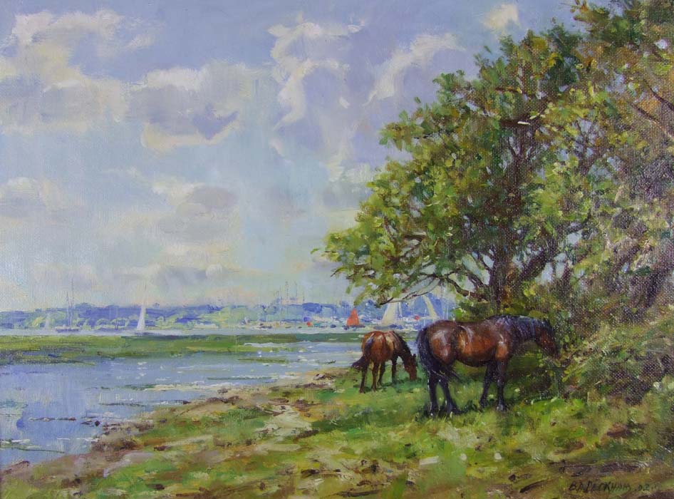 Barry A. Peckham, `Pylewell Grazing`, oil on board, signed and dated `92, 29 x 40 cm (11 1/2 x 15
