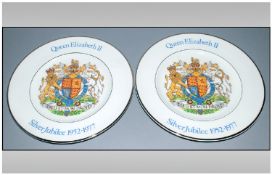 Two Wood & Sons Queen Silver Jubilee Plates, 10`` in diameter