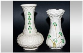 Belleek Daisy Toy Spill Vase, 4 Inches High + a Belleek Small Spill Vase, 5.25 Inches High. Both