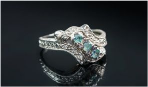 Antique Diamond & Aquamarine Cluster Ring, Ring Size P