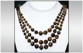 Tiger Eye Graduating Bead Necklace, Length 32 Inches