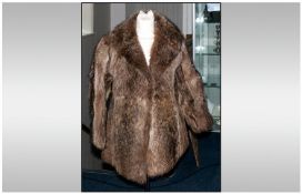 Ladies Fox Fur Jacket, fully lined. slit pockets, hook & loop fastening. Approximate size 12.