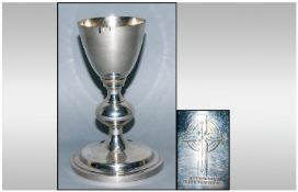 A Silver Plated and Quality Ecclesiastical Chalice, In The 17th Century Style. Stands 6.25 Inches