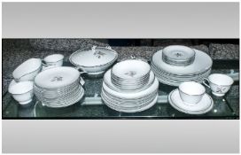 Noritake `Margot` Design Part Dinner Service, Comprising 12 side plates, sugar bowl, tureen, 6