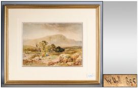 William Hull 1820-1880 MoorlandScene, watercolour. 9x11.25``