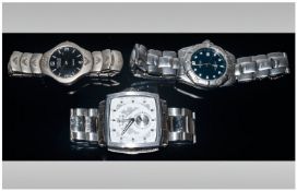 Three Various Gentlemen`s Fashion Wristwatches comprising Giorgio Armani, Police and Next, in a