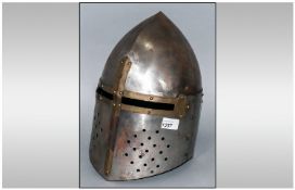 Display Purposes Only Replica 16thC Knights Templar Crusader Sugarloaf Helmet Of Riveted Steel And