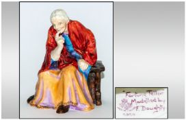 Royal Worcester Early Figure ` Fortune Teller ` Purple and Orange Dress, Orange Red Shawl. Modelled