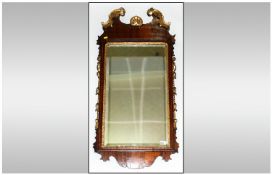 George III Walnut Mirror With Carved & Gilded Applied Decorations Of The Period, with carved