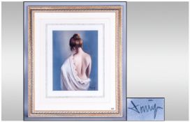An Original Pastel Drawing Of A Semi Naked Woman Showing Her Back Finely executed. Signed to the