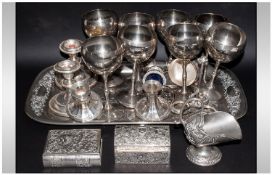 Collection of Silver Plated Ware including tray, Viners candlesticks, goblets etc