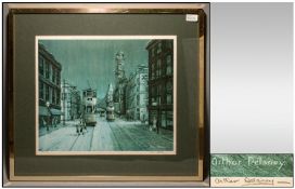 Arthur Delaney Signed Print 258/450. Manchester Street Scene. 18 By 16 inches. Signed in pencil