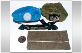 WW2  style American Officers Side Cap 1945 with a United Nations style Berry & a Scottish Tam O`