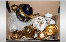 Collection Of Assorted Ceramics Including Gilt Tea Service