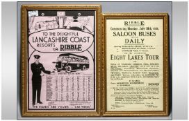 Vintage Ribble Bases Posters, Lancashire Coast Resorts by Ribble Motor Services Ltd. 1930`s.