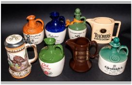 Collection of  7 Porcelain Advertising Jugs including Old Rarity Scotch Whisky, Munro`s ,King of