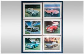 6 x 1987 Penn Collection Limited Edition Aluminium Framed Classic Car Prints