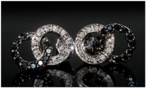 9ct Black & White Diamond Cluster Earrings