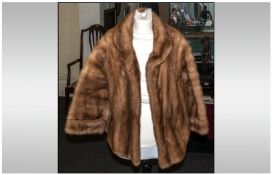 Ladies Honey Blonde Mink Short Sleeved Jacket, Cuff Sleeves. Fully Lined. The body with horizontal