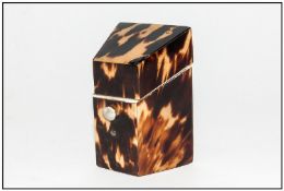 A Tortoiseshell Box Shaped Like An Antique Cutlery Box with a hinged lid and having space inside