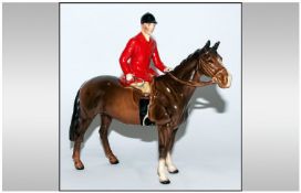 Beswick Horse and Rider Figure ` Huntsman ` Red Jacket, Model Num.1501. Designer A. Gredington.