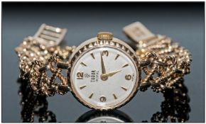 Rolex Tudor Impressive Ladies 9ct Gold Wristwatch with integral 9ct gold ornate bracelet & safety