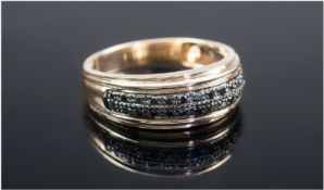 9ct Gold Black Diamond Ring, Ring Size V