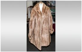 Ladies Blonde Musquash Three Quarter Length Coat, fully lined. hook & loop fastenings. Cuff