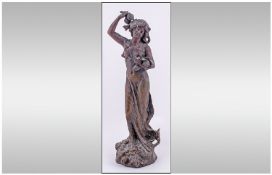 Art Nouveau Cast Spelter Figure. Depicting a classical maiden. Height 20 inches.