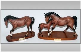 Beswick Horse Figures, two comprising `Spirit of Affection`, brown colourway, mare and foal, model