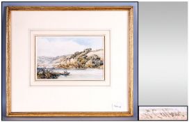 William Callow R.W.S 1812-1908 River Scene Watercolour 5.5x9`` Signed