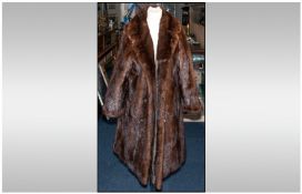 Ladies Three Quarter Length Ranch Mink Fur Coat, fully lined, collar with revers, Hook & Loop