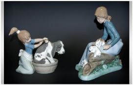 Lladro Figure ` Bashful Bather ` Model No.5455, Issued 1988. Height 5 Inches + a Nao Figure of a