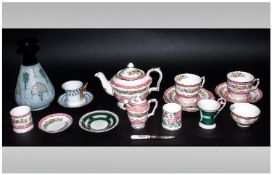 Assorted Ceramics including Staffordshire Pottery Part Teaset, pink floral pattern on white ground.