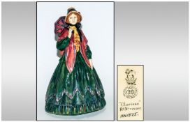 Royal Doulton Rare Early Figure ` Clarissa ` Dark Green Dress, Red Shawl. Reg No.776510. HN.1525.