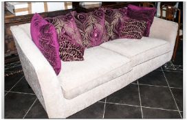 Contemporary Large Sofa, by Alstons Furnishings, `Biarritz` range. Beige upholstery with purple